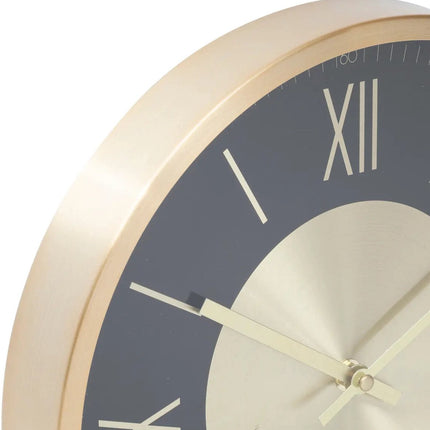 Atmosphera Wandklok/muur klok Roma Infinity - Vintage Metal - Dia 30 cm - metaal/kunststof - zwart/goud - Luxe klokken