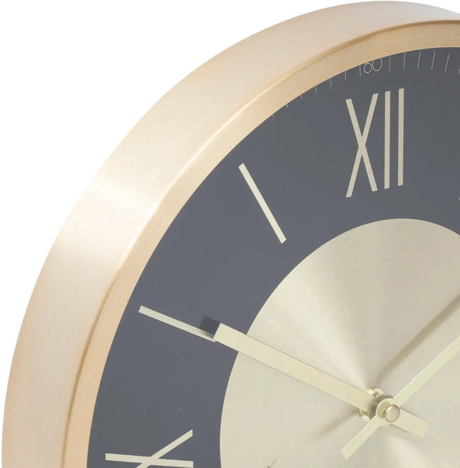 Atmosphera Wandklok/muur klok Roma Infinity - Vintage Metal - Dia 30 cm - metaal/kunststof - zwart/goud - Luxe klokken