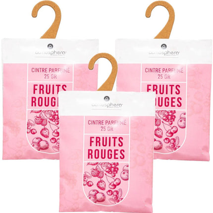 Atmosphera Geurzakjes Rood Fruit - 3x - met ophanghaak - geurkaartjes/luchtverfrisser