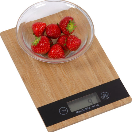 Digitale keukenweegschaal van bamboe max 5 kilo - Precisie weegschaal