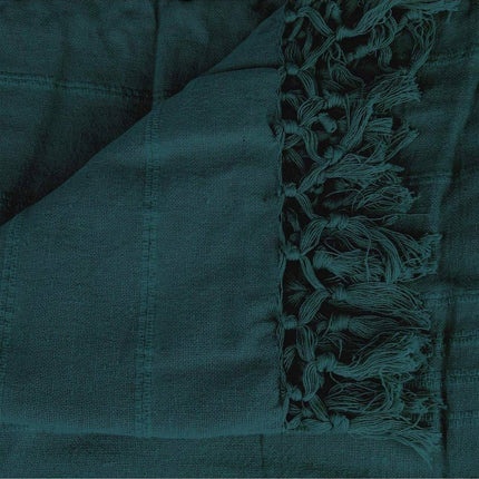 Luxe Katoenen Plaid Zeegroen 160x220 cm - Sfeervol Woonkamer Decor