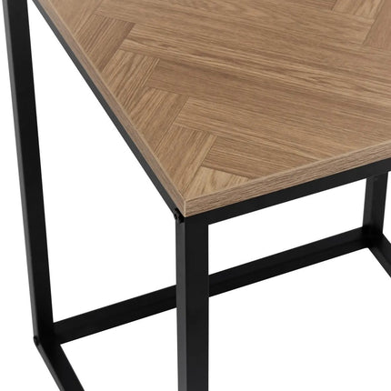 5Five Bijzettafeltje Chevron - hout/metaal - lichtbruin/zwart - D40 x H50 cm - koffie tafel