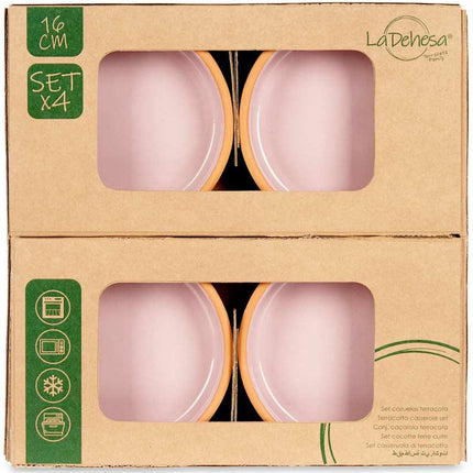 La Dehesa - Set 4x tapas/creme brulee schaaltjes terracotta/roze 16cm