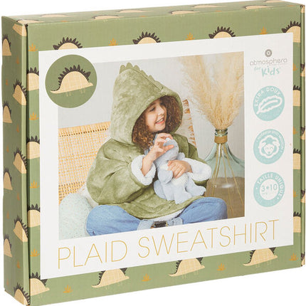 Atmosphera - Hoodie - Geruite Dino - Groen - 60 x 95 cm