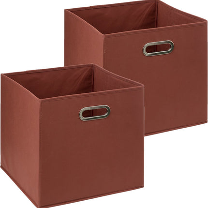 5Five Opbergmand/kastmandje - 2x - Steenrood - 31 x 31 x 31 cm - 29 liter - Vakkenkast manden - Stof met versterkte bodem - Opvouwbaar