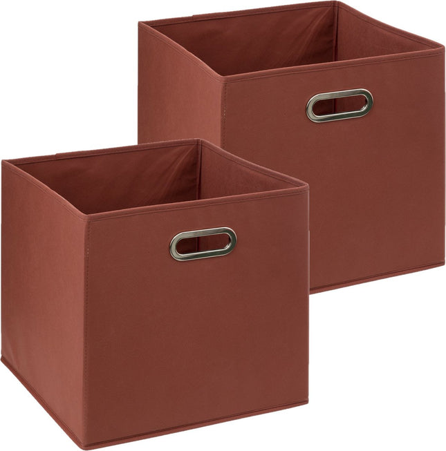 5Five Opbergmand/kastmandje - 2x - Steenrood - 31 x 31 x 31 cm - 29 liter - Vakkenkast manden - Stof met versterkte bodem - Opvouwbaar