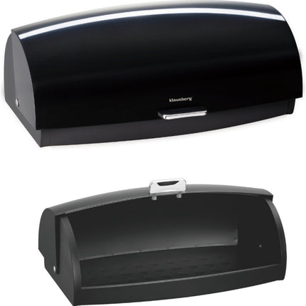 KLAUSBERG Metalen Brooddoos Zwart - 45x28,5x17 cm - Broodtrommel Moderne Keuken - KB-7931 - Broodtrommel - Broodvershouddoos