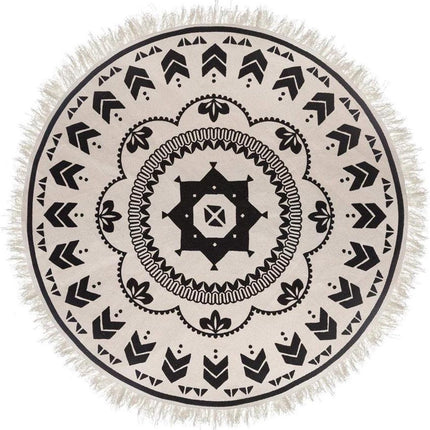Tapijt Rond - zwart/wit - Grafische Patronen - Ø120CM