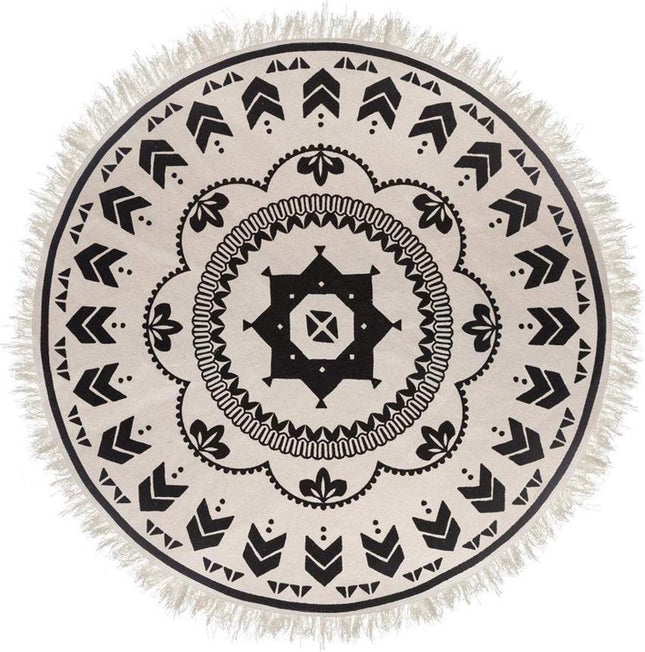 Tapijt Rond - zwart/wit - Grafische Patronen - Ø120CM