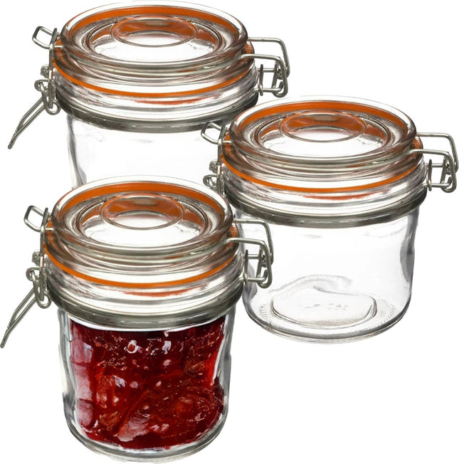 Secret de Gourmet Inmaakpot/voorraadpot - 3x stuks - 330 ml - glas met beugelsluiting - weckpot