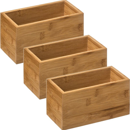 Set van 3x stuks 5five sieraden/make-up houder/box - 18 x 9 x 9,5 cm - bamboe hout - organizer bakje