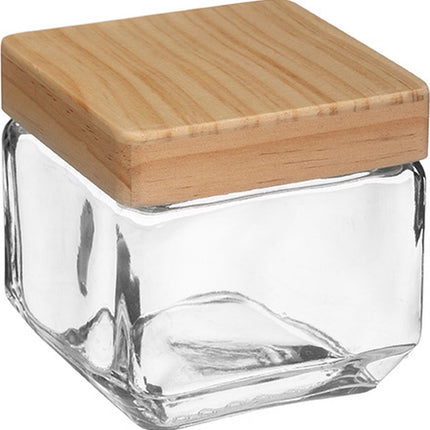 5Five voedsel/spullen voorraadpot - Glas met houten deksel - 2000 ml - Met luchtdichte sluiting