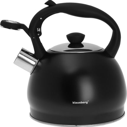 Klausberg 7428 - Fluitketel - RVS - 2 liter - zwart