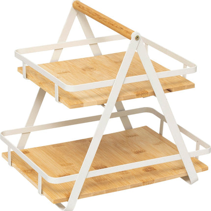 5Five Ordera Opbergrekje - 2 niveau's - 31x23x29cm - Zwart/Beige