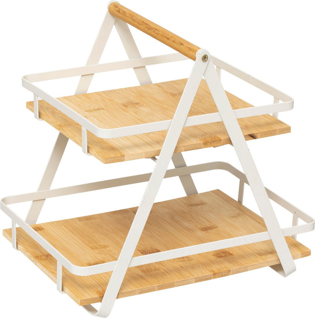 5Five Ordera Opbergrekje - 2 niveau's - 31x23x29cm - Zwart/Beige