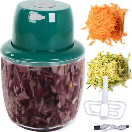Mini Hakmolen met roerder - Mini Blender - Mini Foodprocessor- Hakmolen Electrisch - 5 RVS messen - Waterbestendig - Antislip - Draadloos - Roze
