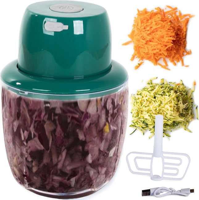 Mini Hakmolen met roerder - Mini Blender - Mini Foodprocessor- Hakmolen Electrisch - 5 RVS messen - Waterbestendig - Antislip - Draadloos - Roze