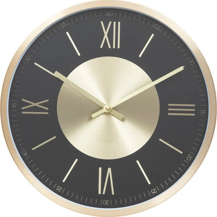 Atmosphera Wandklok/muur klok Roma Infinity - Vintage Metal - Dia 30 cm - metaal/kunststof - zwart/goud - Luxe klokken