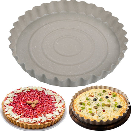 KINGHoff Taartvorm 28 cm - Marmervorm Beige - Ovenbestendig tot 220°C - Voor Taarten en Quiches - Bakvorm - Ovenvorm - Cakevorm -