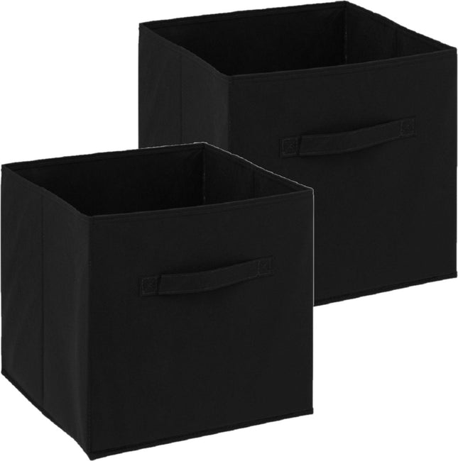 5Five Opbergmand/kastmandje - 2x - Zwart - 31 x 31 x 31 cm - 29 liter - Vakkenkast manden - Stof met versterkte bodem - Opvouwbaar