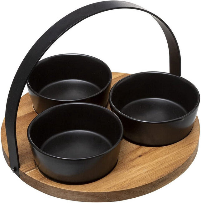 Set voor voorgerechtjes Secret de Gourmet Zwart Keramiek 4 Onderdelen (Ø 21 cm)