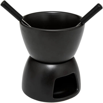 Secret de Gourmet Chocolade of kaas fondue - met 2 vorken - zwart - keramiek - voor 2 personen