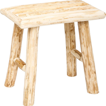Atmosphera Zit krukje/bijzet stoel - hout - houtskleur - L23 x B34 x H31 cm