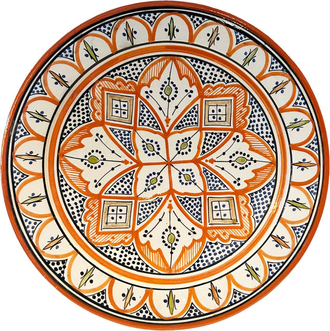 Handmade Marokkaanse aardewerk schaal oranje Ø35