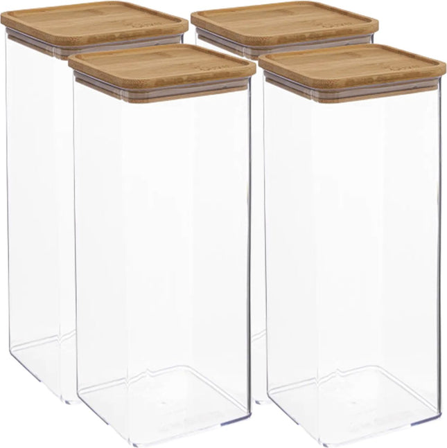 5Five - Keuken voorraadpot - Berlino - 4x - kunststof/bamboe - 2000 ml