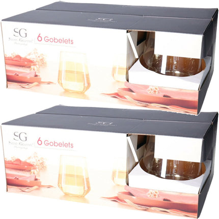 Secret de Gourmet Drinkglazen Olga Crystal - 12x stuks - amber glas - 450 ml - H11 cm - waterglazen - Sapglazen