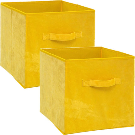 5Five Opbergmand/kastmand - Set van 2x stuks - geel - 29 liter - 31 x 31 x 31 cm - Opbergboxen - Vakkenkast manden - polyester