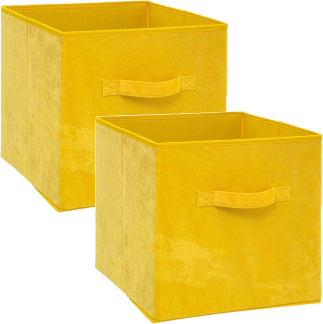 5Five Opbergmand/kastmand - Set van 2x stuks - geel - 29 liter - 31 x 31 x 31 cm - Opbergboxen - Vakkenkast manden - polyester