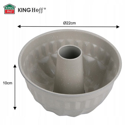 Kinghoff KH1993 Vorm voor Cake | 22 cm met Gat | Marble Anti-aanbaklaag | Gelijkmatig Bakken | Beige | Tulband vorm