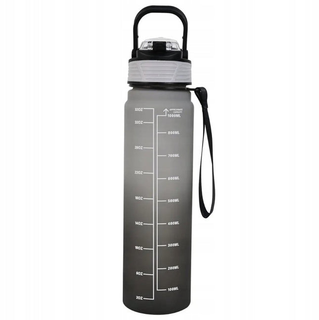 KINGHoff Waterfles 1L met Veiligheidslock – BPA-vrij & Lekvrij – Sportfles - Motivatie Waterfles -bidon