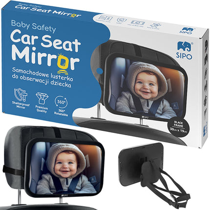 SIPO Autospiegel Baby Observatie Spiegel - Veiligheids Spiegel voor Kinderzitje - Snel Te Monteren - 19x30 cm - 1 Stuk