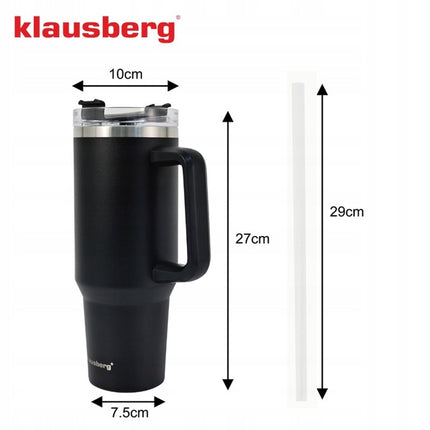 Klausberg KB-7942 Thermische Mok - 1100 ml - Dubbelwandige Isolatie - Met Handvat en Drinkdop - Geschikt voor Warme en Koude Dranken - Thermoskan - Thermosfles - Thermosbeker - Warmhouder voor Drank