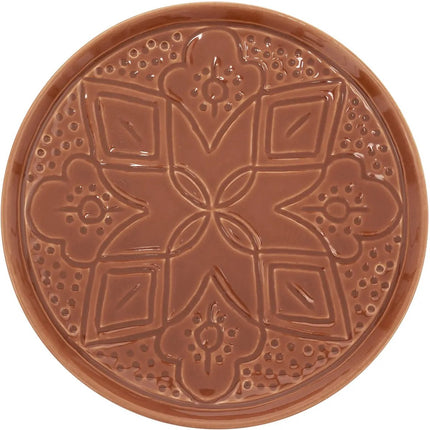 Sienna Dessertbord Terracotta 20 cm - Aardewerk Bordje met Bloemopdruk - Klein Bord - Taartbordje