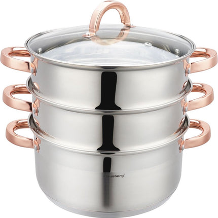 Klausberg 7735 - stoompan - 4 delig - 24 cm - 5 liter - rvs - alle warmtebronnen