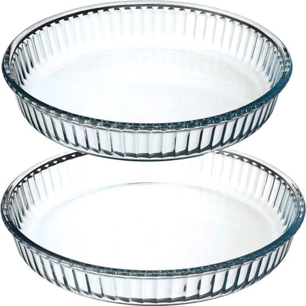 Secret de Gourmet ovenschalen - Rond - Glas - 2x stuks - Dia 26/32 cm