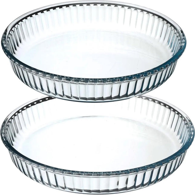 Secret de Gourmet ovenschalen - Rond - Glas - 2x stuks - Dia 26/32 cm