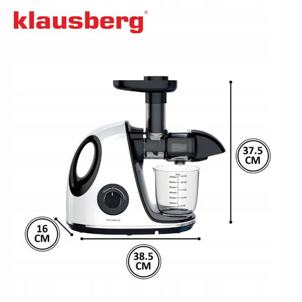 Klausberg Slow Juicer KB-7864 – 150W | Cold Press | Stille Juicer - Groenten en Fruitpers – Met Pulpreservoir - Juice Maker - Wit