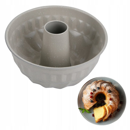 Kinghoff KH1993 Vorm voor Cake | 22 cm met Gat | Marble Anti-aanbaklaag | Gelijkmatig Bakken | Beige | Tulband vorm