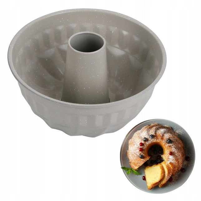 Kinghoff KH1993 Vorm voor Cake | 22 cm met Gat | Marble Anti-aanbaklaag | Gelijkmatig Bakken | Beige | Tulband vorm
