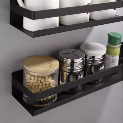 Ruhhy Wandplank - zwart - RVS - L50 cm - zwevend - industrieel - voor badkamer of keuken
