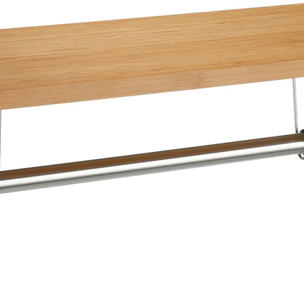 5Five keukenrek/aanrecht organizer met keukenrolhouder/keukengerei houder - 56 x 20 x 21 cm - bamboe hout/rvs