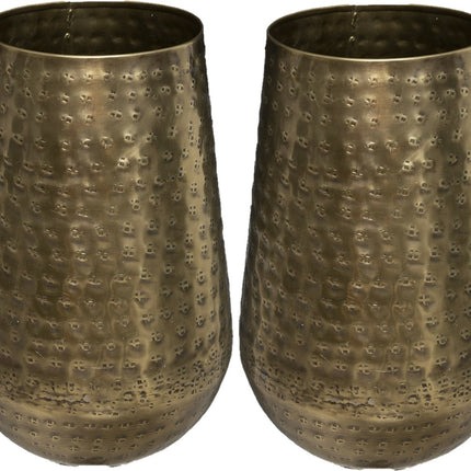 Atmosphera - Bloemenvaas - 2x - stijlvol metaal - 23 x 15 cm - metallic brons