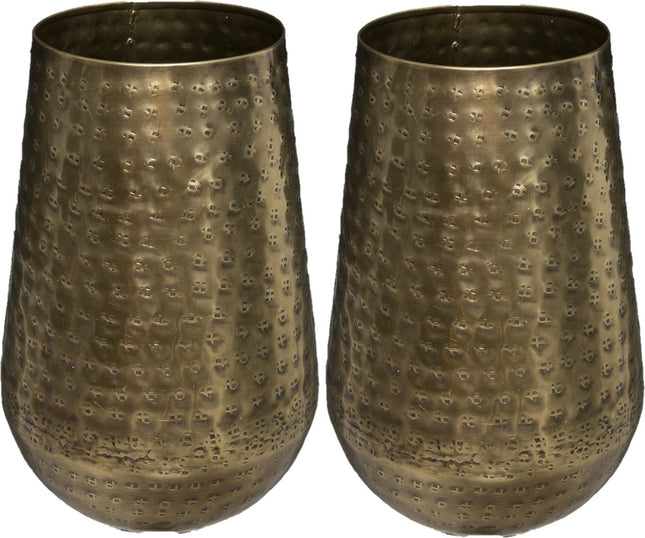Atmosphera - Bloemenvaas - 2x - stijlvol metaal - 23 x 15 cm - metallic brons