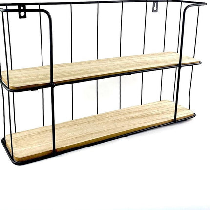 WDMT™ Wandrek | 48 x 29 x 12 cm | Zwart Metaal | Muurrek | Opbergkast