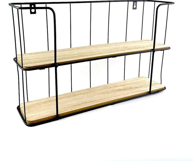 WDMT™ Wandrek | 48 x 29 x 12 cm | Zwart Metaal | Muurrek | Opbergkast