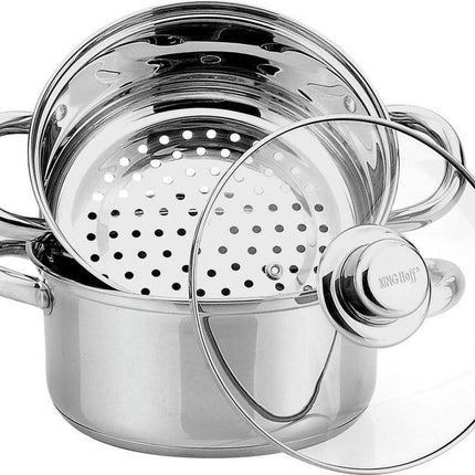 Kinghoff 3318 stoompan - Ø24 cm - rvs - alle warmtebronnen